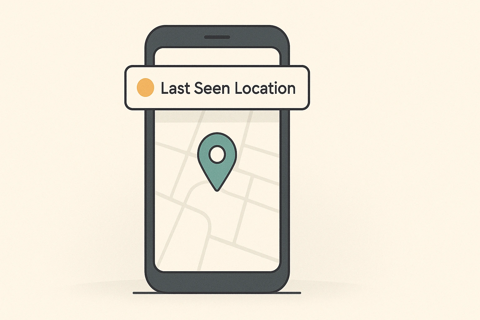 A smartphone screen showing last seen device location.