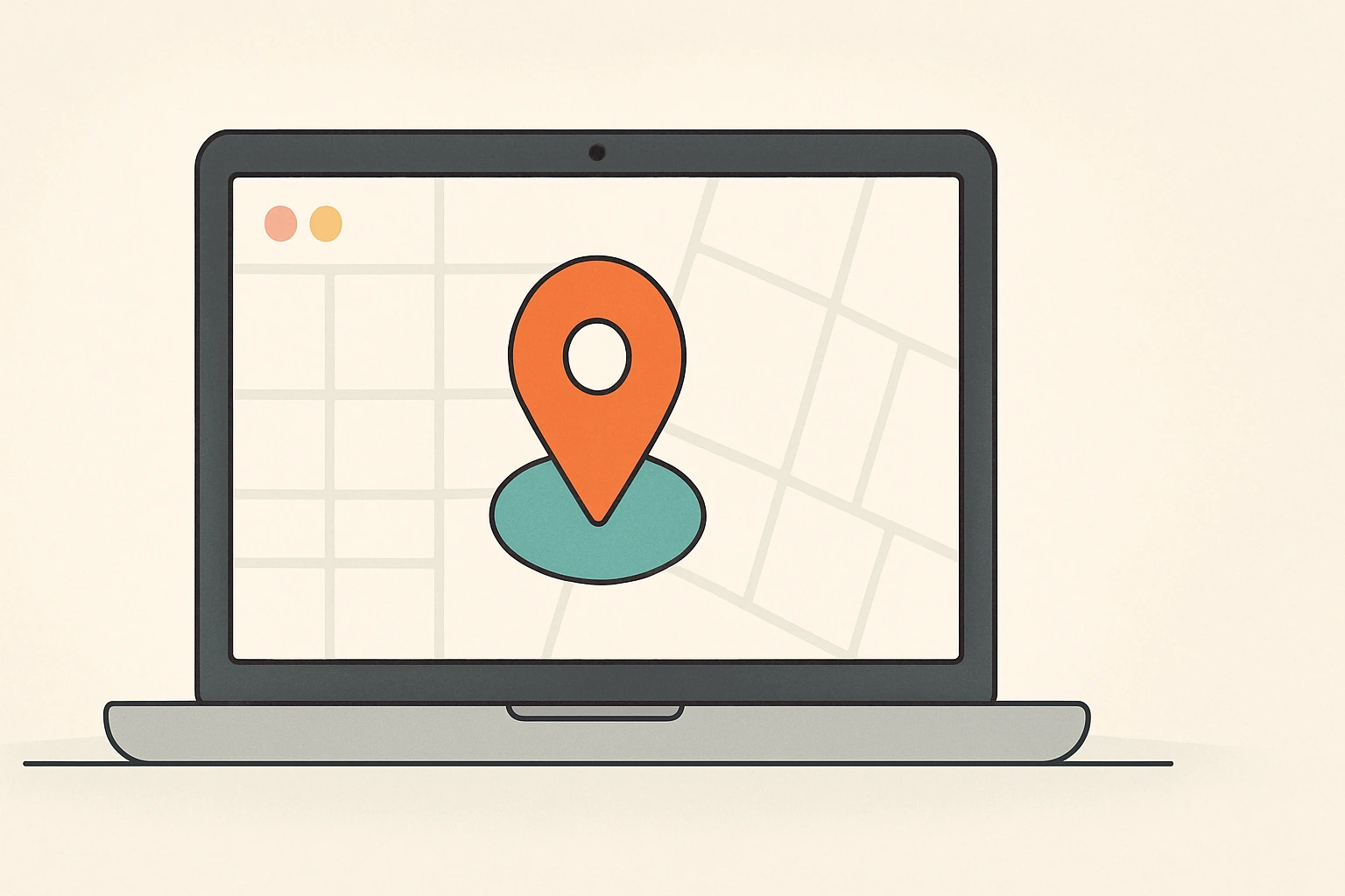 A laptop showing the last device location on a map.